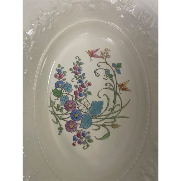 Wedgwood Wellesley Pattern Oval Serving Bowl White With Floral Design 13" - Picture 3 of 8